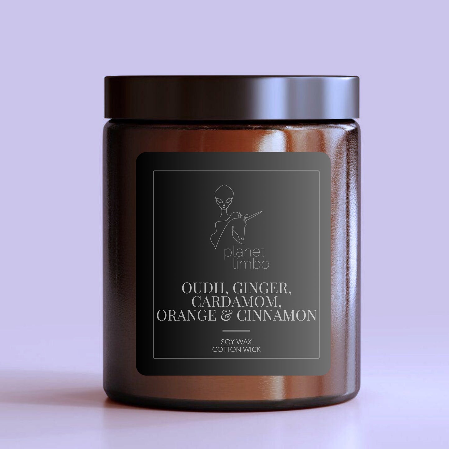 'oudh + ginger + cardamom + orange + cinnamon' candle